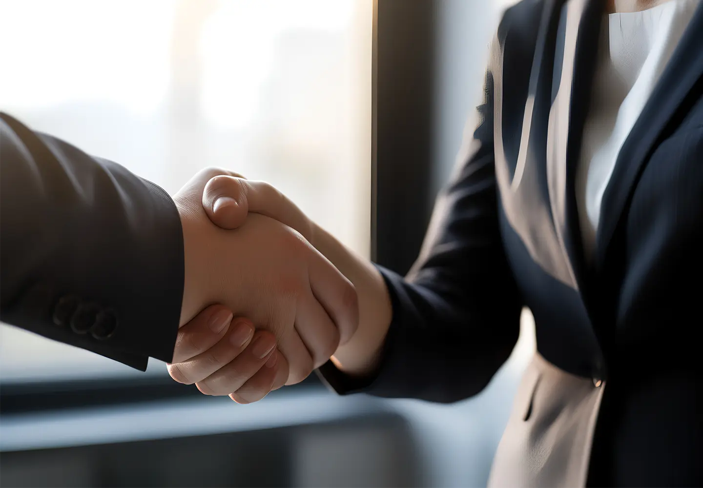 Two people shaking hands.